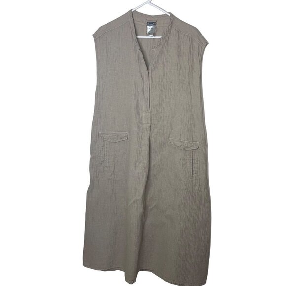 Kristensen Du Nord Dresses & Skirts - Kristensen Du Nord Womens Dress Size Large Tan Midi Sleeveless Pockets New